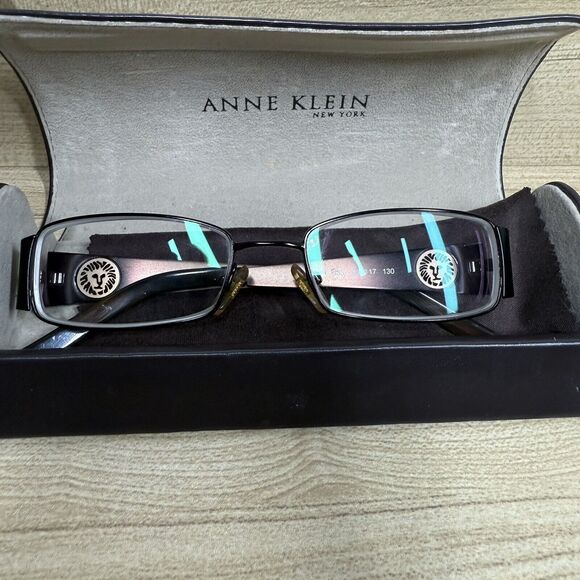Anne Klein Eyeglasses Frame Only W/ Case AK9119 538 Dark Brown Square 48-17-130 - Picture 1 of 10